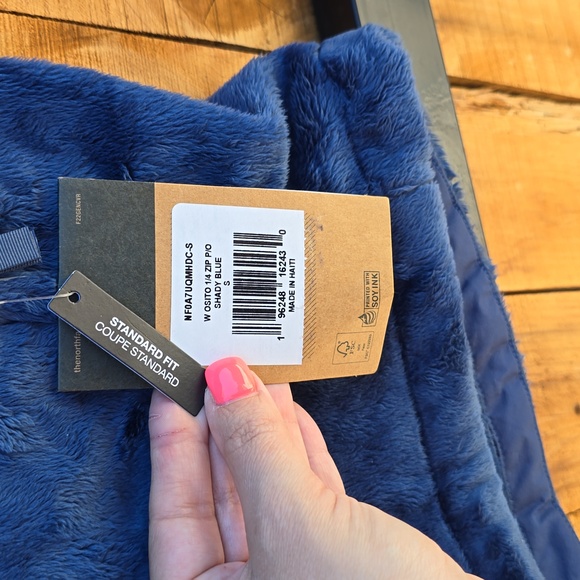 NWT The North Face Osito 1/4 Zip Pullover Jacket Coat Shady Blue Size S Pocket** - Picture 2 of 5